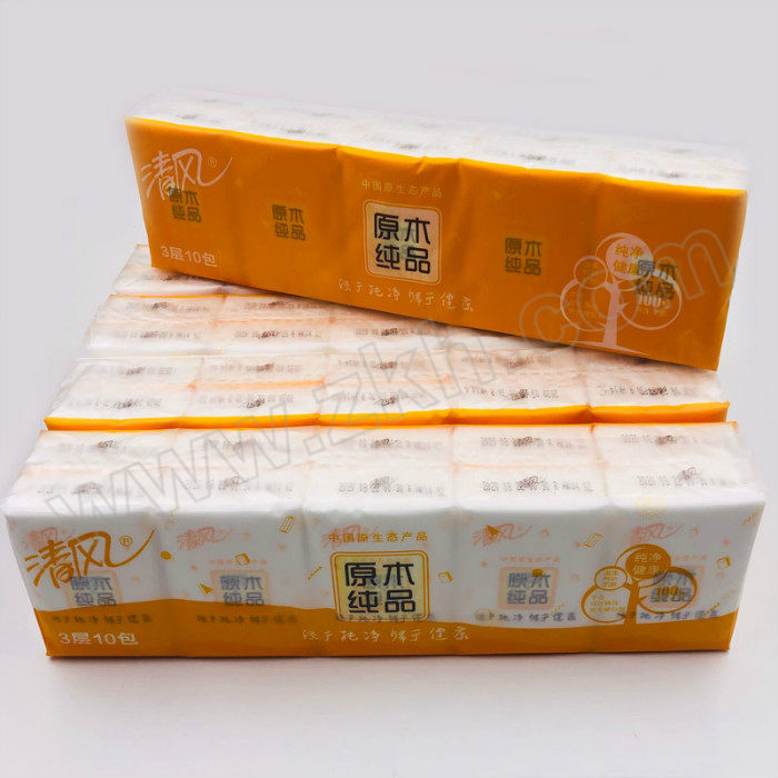 BREEZE/清风 原木纯品手帕纸 B66ACM12 三层 210×210mm 10包×48条 1箱