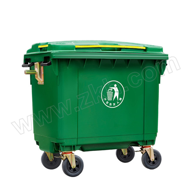 RANDOLPH 澜道大型环卫手推垃圾桶可挂车 660B-3 137×78×121cm 660L 绿色 1个