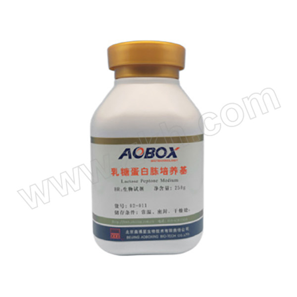 AOBOXING/奥博星 乳糖蛋白胨培养基 02-011 水质中总大肠杆菌群的增殖测定 BR 250g 1瓶