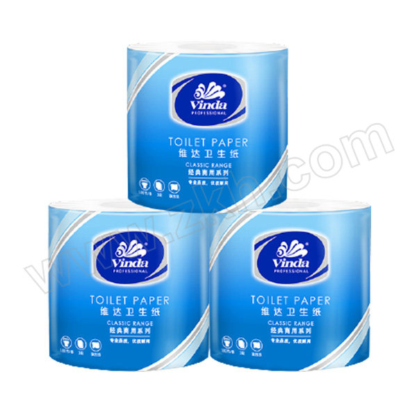VINDA/维达 商用卫生纸(平纹双压线) VS4575-A 三层 96×112mm 85g×60卷 180节每卷 1袋