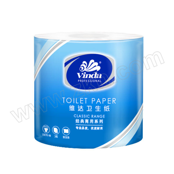 VINDA/维达 商用卫生纸(平纹双压线) VS4575-A 三层 96×112mm 85g×60卷 180节每卷 1袋