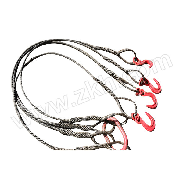 SANSUI/山水 编钢丝绳 D18X2.5米组合(四根、一个8T吊环、四个3T吊钩） 1套