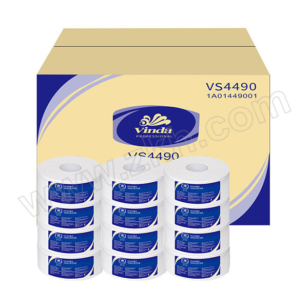 VINDA/维达 商用公用卫生纸 VS4490 三层 95×112mm 770g×12卷 180米每卷 1箱