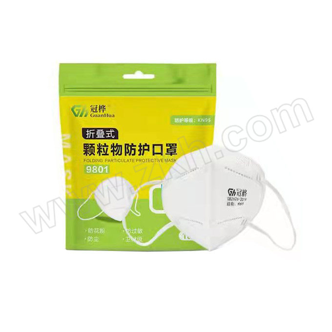 GUANHUA/冠桦 折叠式颗粒物防护KN95口罩 9801 白色 1包