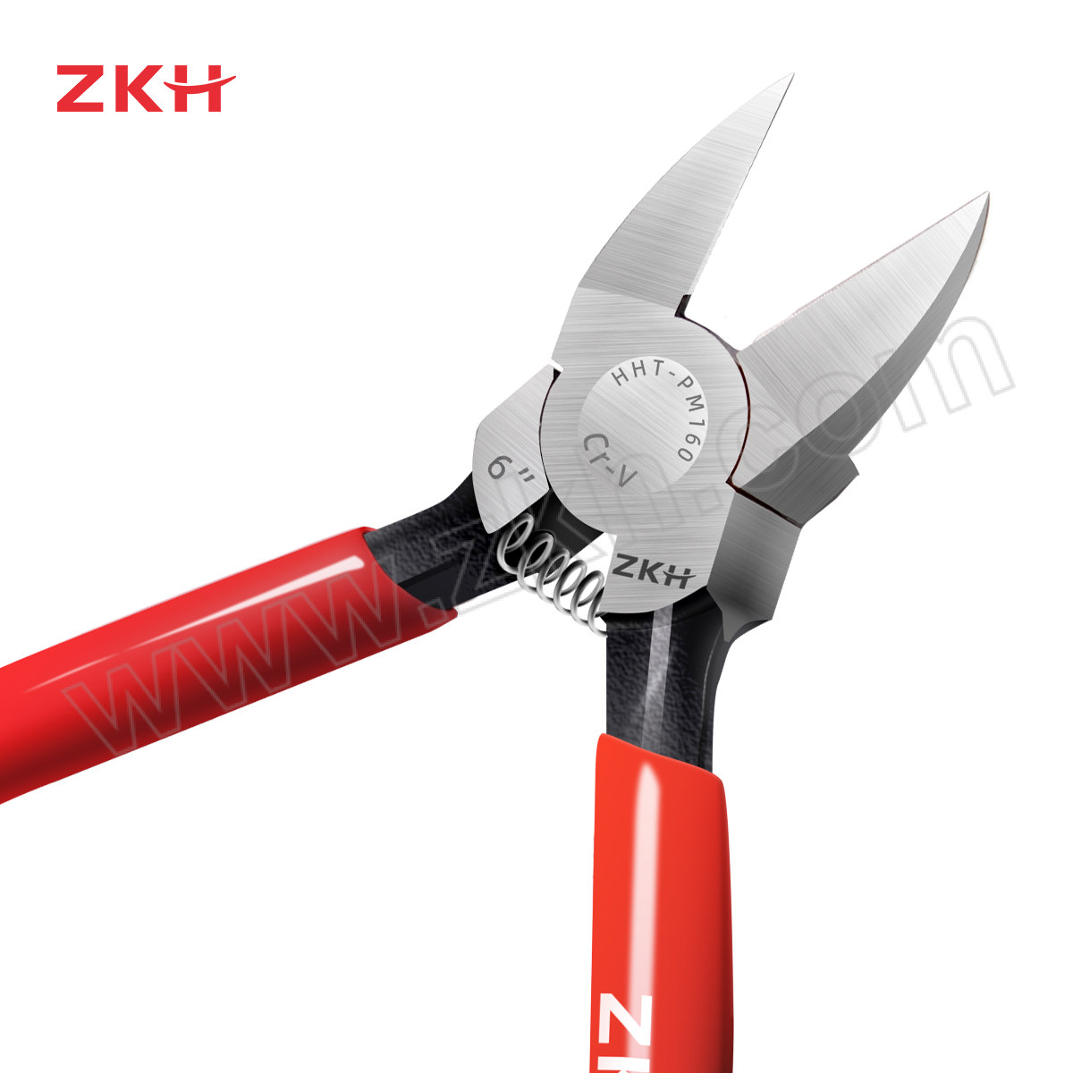 ZKH/震坤行 铬钒钢沾塑柄塑料水口钳 HHT-P160 6"/150mm 1把