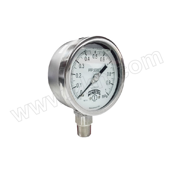 WINTERS PFP高端不锈钢压力表 PFP-A-25-W-T-B-A-4B-SD-(0~70MPa) 表盘φ63mm 外壳材质304SS 接液材质铜合金 径向 过程连接G1/4" 精度1.6%FS 硅油 1只
