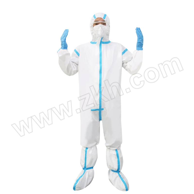 CAMSTERILE/康科健 一次性防护服蓝色密封胶条 SF无纺布 4XL 白色 1件 1包