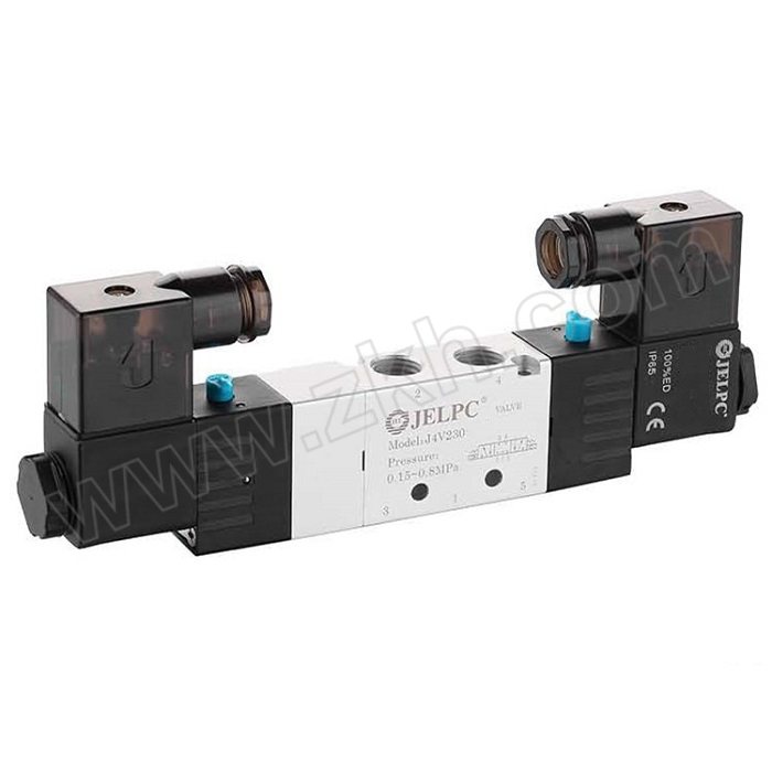 JELPC/佳尔灵 J4V200系列电磁阀 J4V230C-06-DC12V-W 三位五通 引线式 接口G1/8 DC12V 管接式 1个