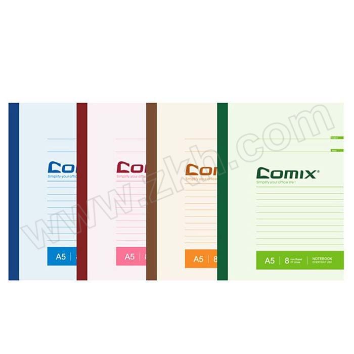 COMIX/齐心 无线装订本 C4506 A5 80张 蓝色/红色/棕色/绿色颜色随机 1本
