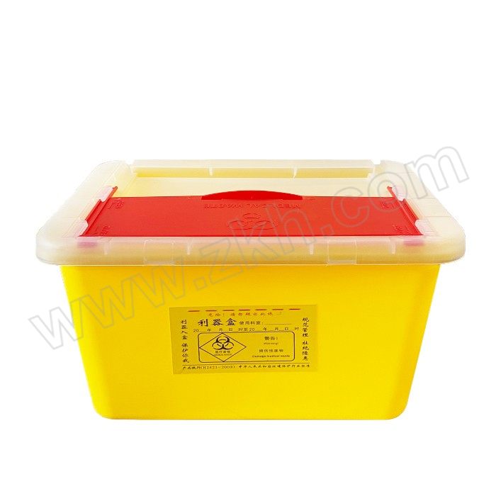 WELLGUARD/威佳 方形利器盒 15L 21×20×30.5cm 黄色 1个