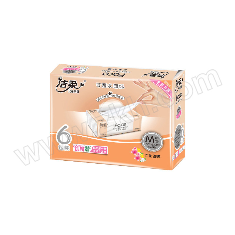 C&S/洁柔 Face粉百花香味软抽纸 PR073-06 3层×120抽×6包 1提
