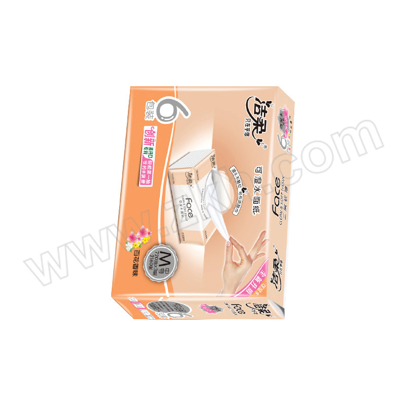 C&S/洁柔 Face粉百花香味软抽纸 PR073-06 3层×120抽×6包 1提