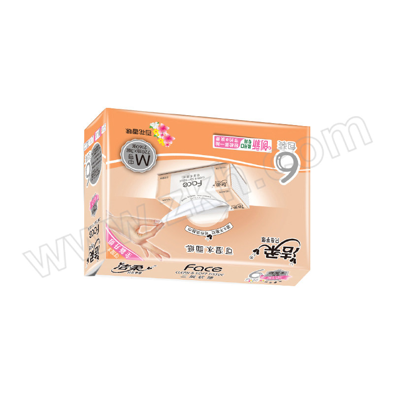 C&S/洁柔 Face粉百花香味软抽纸 PR073-06 3层×120抽×6包 1提