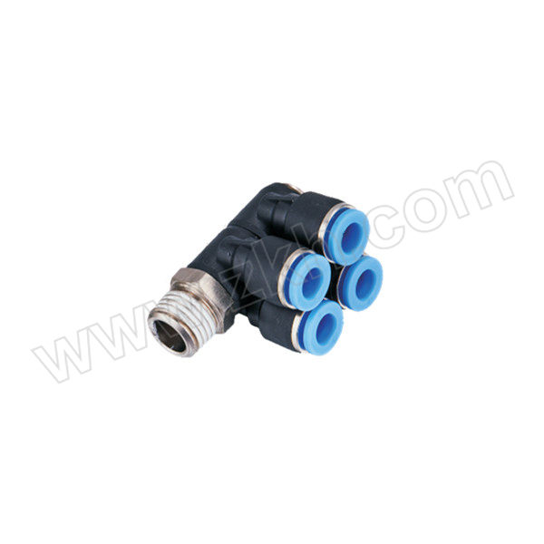 FLYFLOW/福莱福流 IPAT双管串联直角(2) IPAT06-03(2) 铜+塑料接头 快插接口6mm-外螺纹R3/8 1个