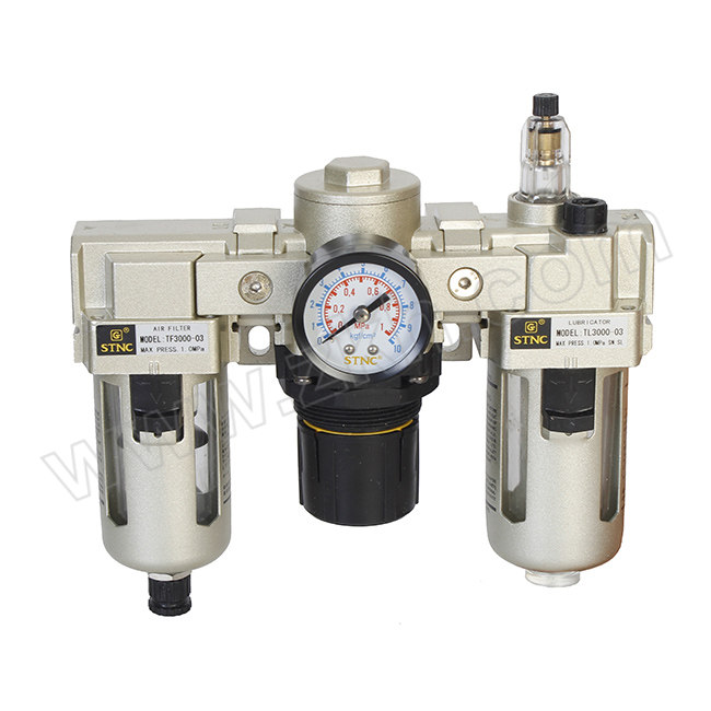 STNC/索诺 气源处理三联件 TC3000-03 过滤精度25μm 压力范围0.05~0.85MPa 接口G3/8 差压+手动排水式 附压力表 1个