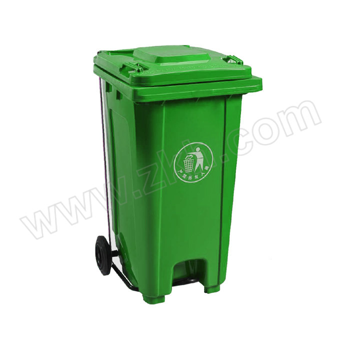 WANJIE/万洁 带轮脚踏塑料分类垃圾桶 LL-HQ240U2-g 720×570×1100mm 240L 绿色 带盖 1个