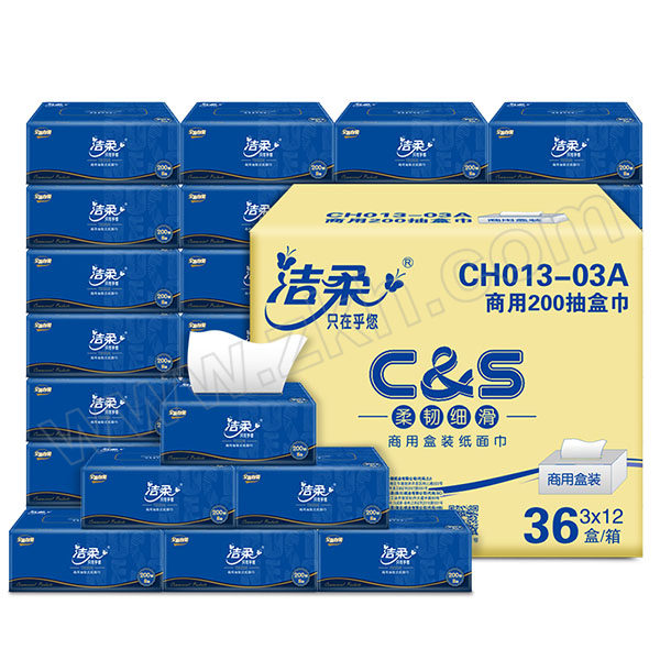 C&S/洁柔 盒装纸面巾 CH013-03A 2层 195×192mm 200抽×36包 1箱