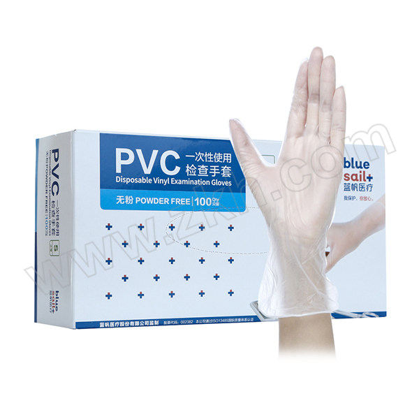 BLUESAIL/蓝帆医疗 一次性使用PVC检查手套 LF-003 L 6.2±0.3g 无粉 透明 100只 1盒