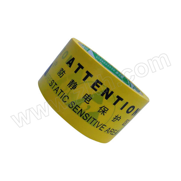 YONGLE/永乐 PVC标识警示胶带 JSH140 黄底印黑色防静电保护区图案 48mm×18m 1卷
