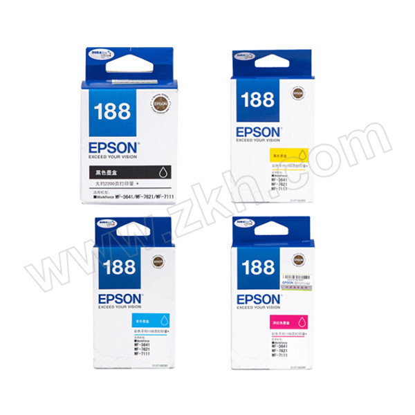 EPSON/爱普生 墨盒 T188系列（T1881/1882/1883/1884） 4色 适用WF-3641/7111/7621/7218/7728 1套