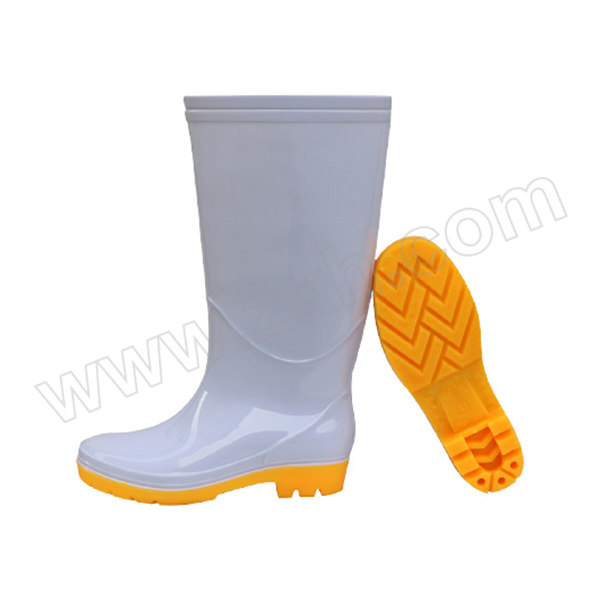 JIANXIANG/健象 PVC食品卫生靴 308白 42码 白筒黄色底 筒高约32cm 1双