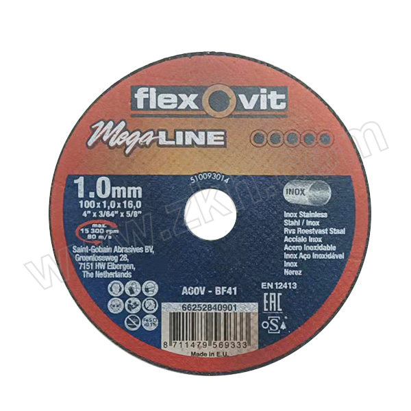 FLEXOVIT/富来维特 不锈钢超薄切割片(散发) 66252840901 A60V-100×1.0×16.0-T41 FL×-Mega-Line 1片