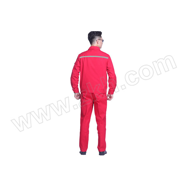 LZ/玲芝 纯棉帆布双层工作服 315 165码 大红色 带里衬  带反光条 1套