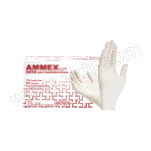 AMMEX/爱马斯 医用乳胶检查手套 TLFVMD46100 L 6.2±0.2g 无粉麻面 100只 1盒