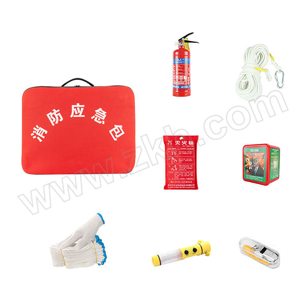 HONGLIE/轰烈 手提式消防应急箱套装 HLDB-D 440×350×140mm 红色 帆布 8件套 配置参见详情 1套