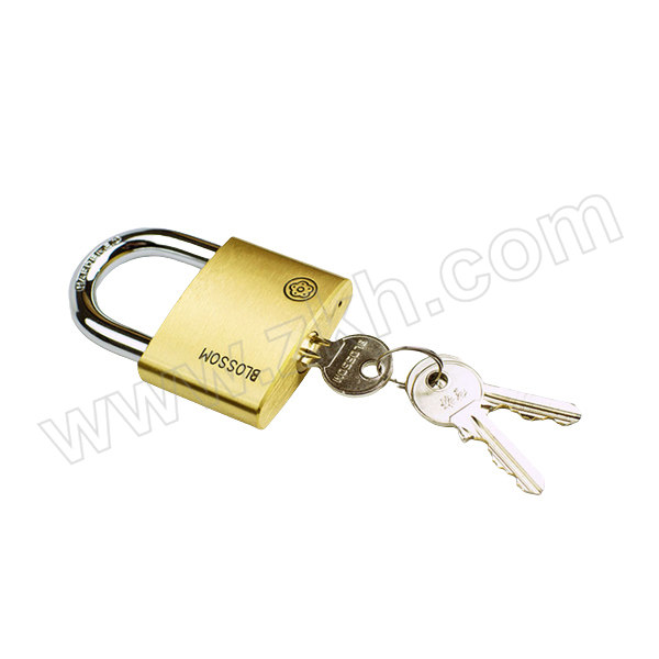 BLOSSOM LOCK/梅花锁 腰圆铜挂锁 BC9040 黄铜色 不通开 锁钩净高21.8mm 锁体宽度40mm 含钥匙×3 1把