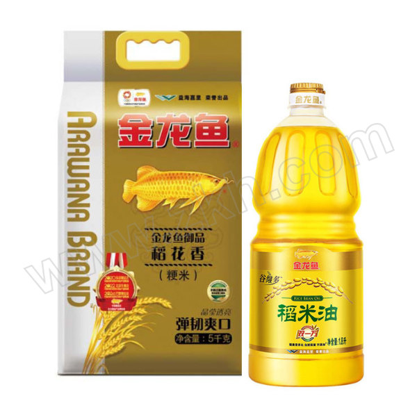 ARAWANA/金龙鱼 油米组合 米油两件套 御品稻花香5kg  双一万稻米油1.8L 1组