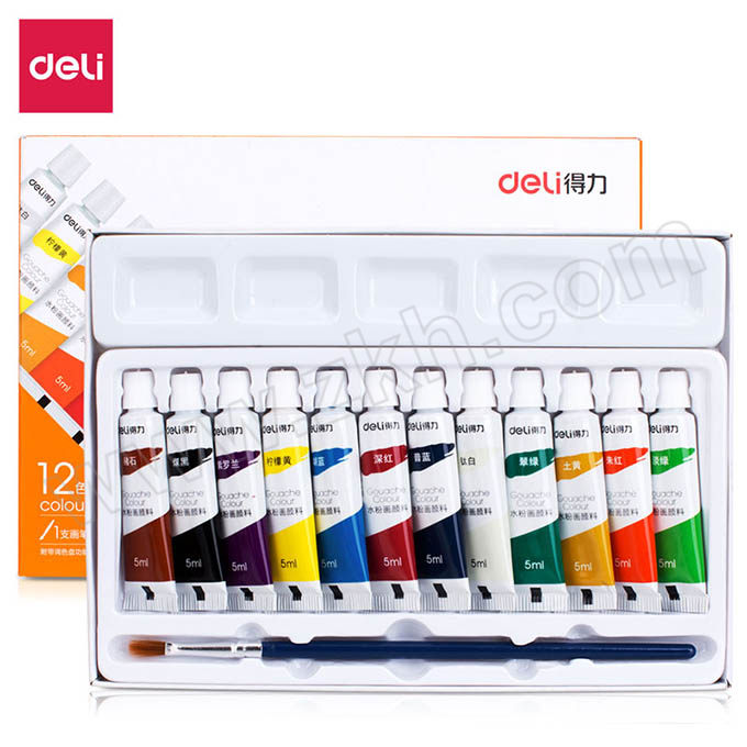 DELI/得力 水粉颜料 73862 12色 5mL 18盒 1包