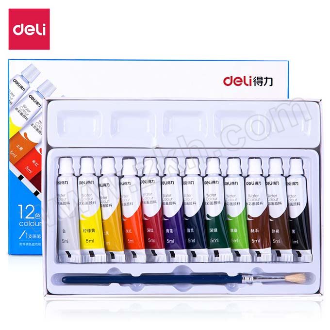 DELI/得力 水彩颜料 73859 12色 5mL 18盒 1包