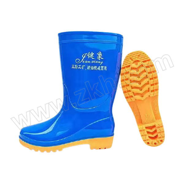 JIANXIANG/健象 女款PVC中帮雨靴 302 38码 蓝筒黄色底 筒高约28cm 1双