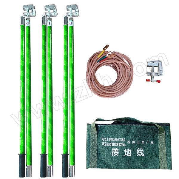 ZHOBO/中宝 平口式高压接地线 ZHOBO-PKJDX-220kV 含2节3m平口接地棒×3+35mm²软铜线(3m×3+8m)+接地夹+帆布袋 1套
