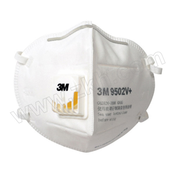 3M 9500系列折叠式防颗粒物口罩 9502V+环保装 KN95 头戴式 带阀 针织头带 25个 1袋