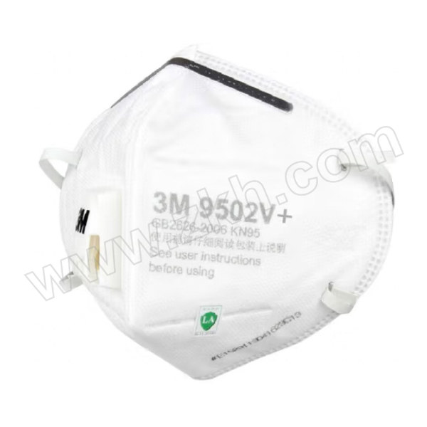 3M 9500系列折叠式防颗粒物口罩 9502V+环保装 KN95 头戴式 带阀 针织头带 25个 1袋