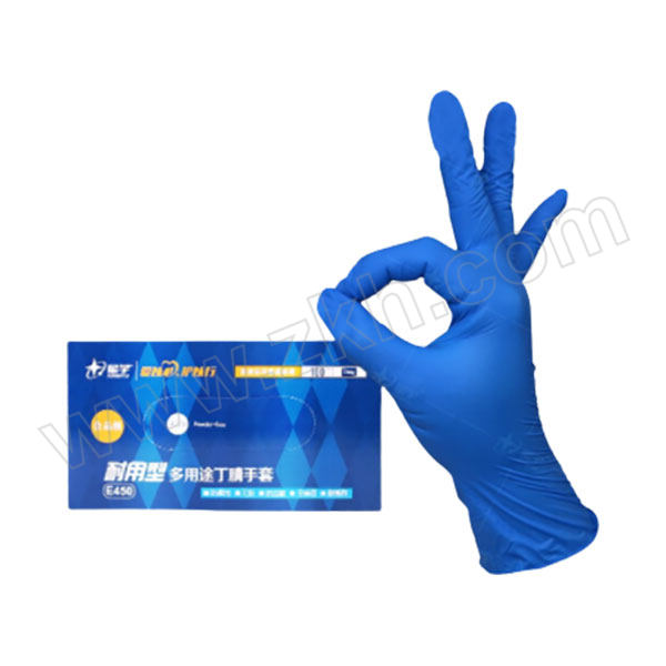 XINGYU/星宇 耐用型多用途丁腈手套 E450 M 4.5g 深蓝色 100只 1盒