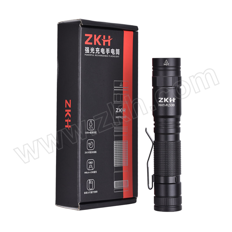 ZKH/震坤行 强光充电手电筒 HHT-FL530 800lm 1800mAh 内含USB充电线和锂电池 1套