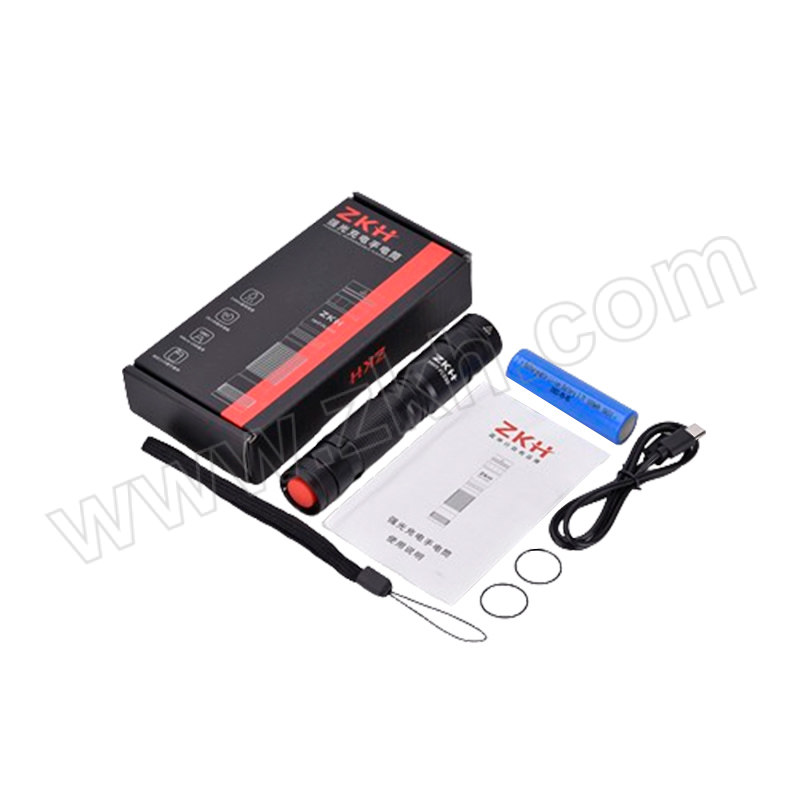 ZKH/震坤行 强光充电手电筒 HHT-FL530 530lm 1800mAh 内含USB充电线和锂电池 1套