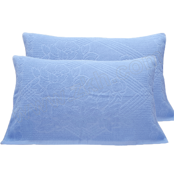 SUISLEEP/穗眠 纯棉蓝色枕巾 蓝色提花 500×750mm 1对