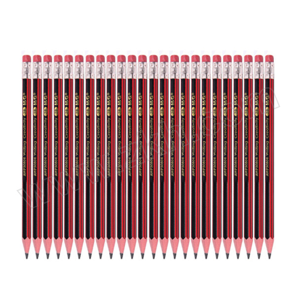 M&G/晨光 HB六角木杆铅笔 AWP30802 经典红黑抽条 12支 1盒