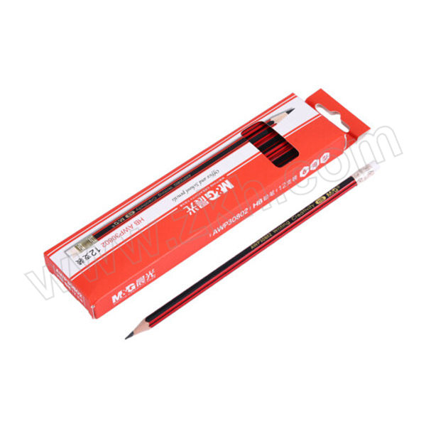 M&G/晨光 HB六角木杆铅笔 AWP30802 经典红黑抽条 12支 1盒