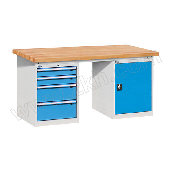 VBANG/位邦 榉木台面双落地柜工作桌 78.6803.12 台面承重1t 尺寸1800×750×800mm 抽屉4个 柜子1个 灰色框架 1个