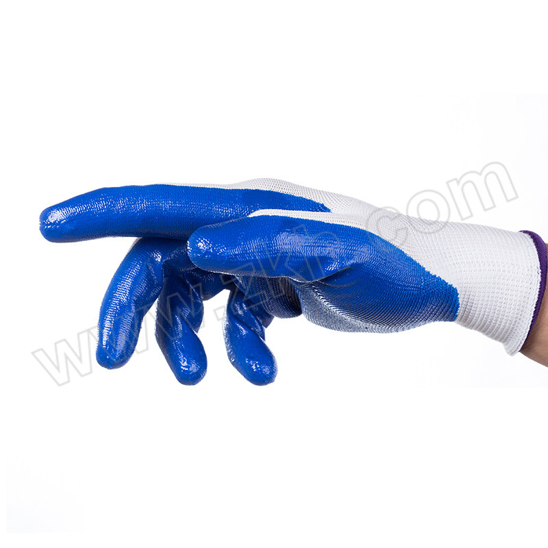 MINGGU/鸣固 浸胶丁腈手套 均码 蓝白色 12双 1包