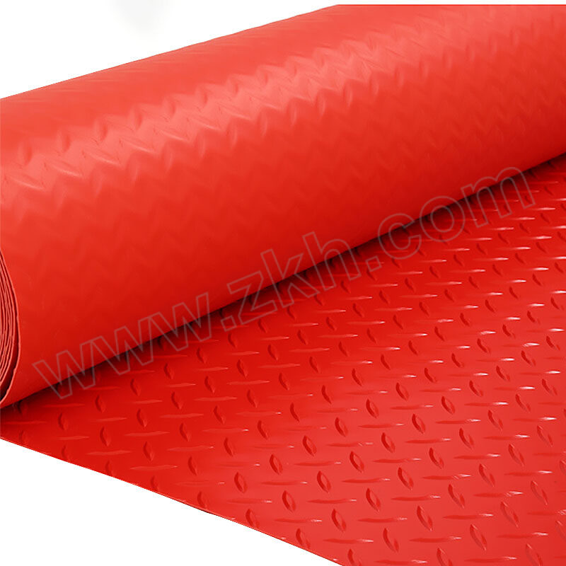 HYSTIC/海斯迪克 HK-433系列PVC牛筋塑料防滑垫 红色人字纹 14×1m 厚1.5mm±0.2mm 1卷