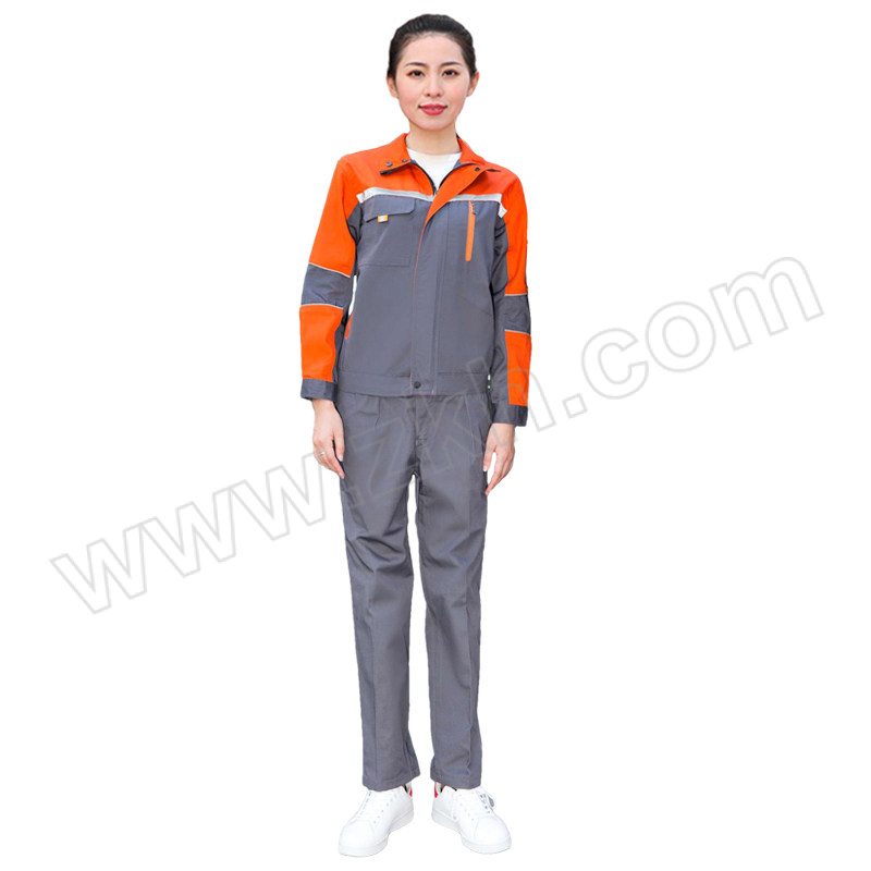 GONGTAI/共泰 长袖春秋工作服 GD004 3XL(185) 深灰桔色拼肩 涤棉 带反光条 含上衣×1+裤子×1 1套