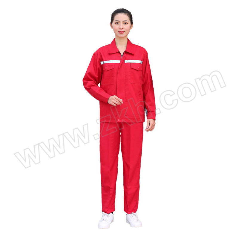 GONGTAI/共泰 加厚长袖春秋工作服 GF004 L(170) 大红色 带反光条 含上衣×1+裤子×1 1套