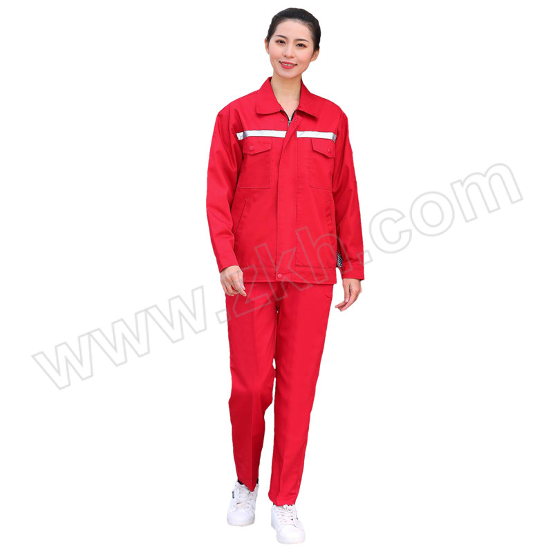 GONGTAI/共泰 加厚长袖春秋工作服 GF004 L(170) 大红色 带反光条 含上衣×1+裤子×1 1套