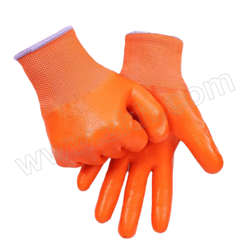 AIDAI/爱戴 半浸PVC浸渍手套 均码 橘色 1双